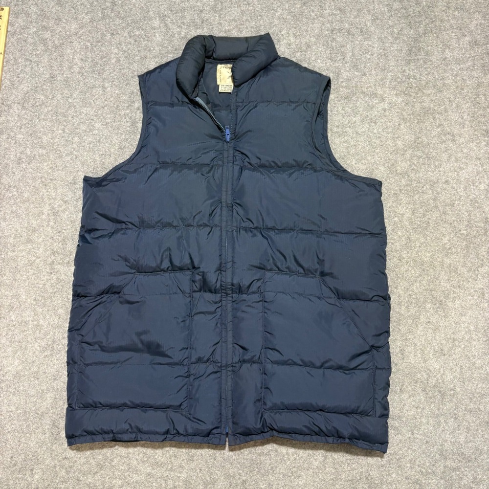 Vintage Sears Western Prime Goose Down Puffer Vest Navy Blue Mens Large X-Tall
